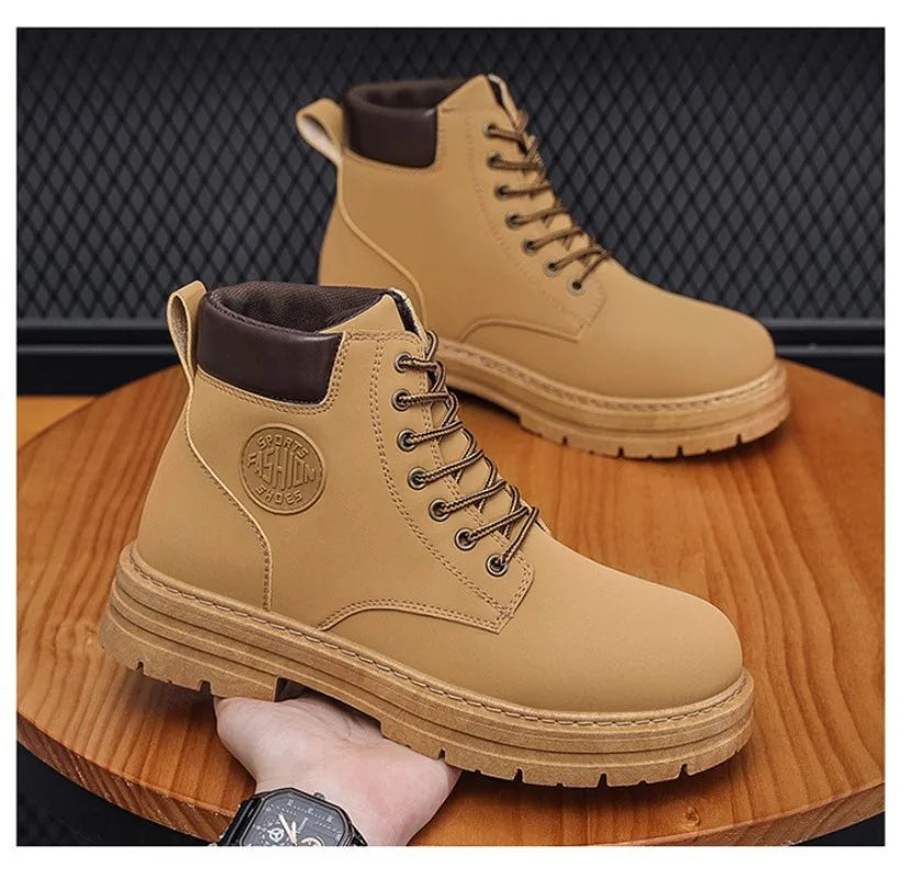 Men's Shoes Autumn New High Cut Workwear Boots British Style Short Boots Korean Version Versatile Thickness Boot Trendy Shoes