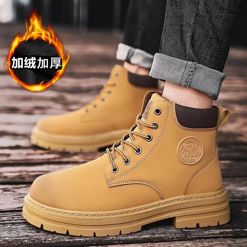 Men's Shoes Autumn New High Cut Workwear Boots British Style Short Boots Korean Version Versatile Thickness Boot Trendy Shoes
