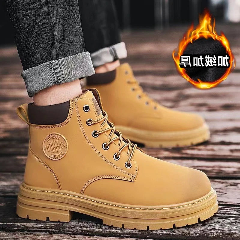 Men's Shoes Autumn New High Cut Workwear Boots British Style Short Boots Korean Version Versatile Thickness Boot Trendy Shoes