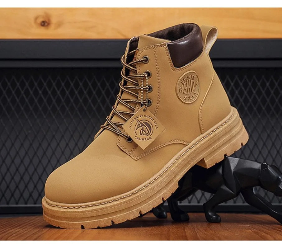 Men's Shoes Autumn New High Cut Workwear Boots British Style Short Boots Korean Version Versatile Thickness Boot Trendy Shoes