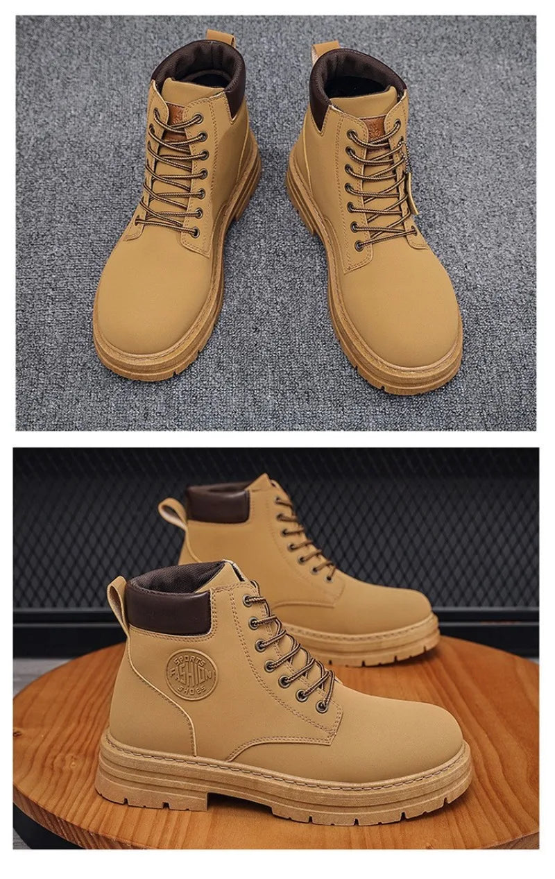 Men's Shoes Autumn New High Cut Workwear Boots British Style Short Boots Korean Version Versatile Thickness Boot Trendy Shoes