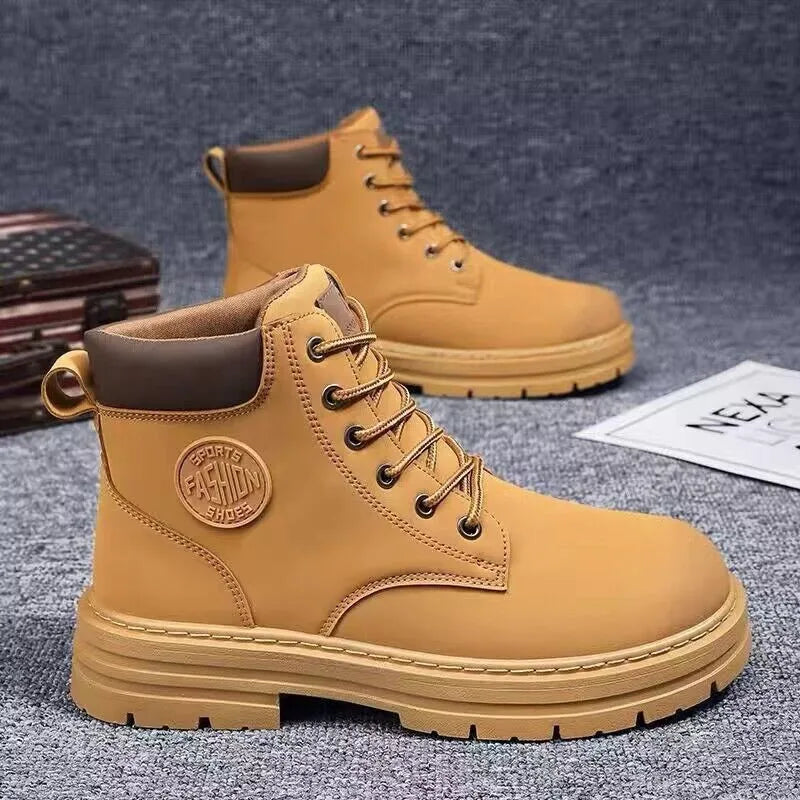 Men's Shoes Autumn New High Cut Workwear Boots British Style Short Boots Korean Version Versatile Thickness Boot Trendy Shoes