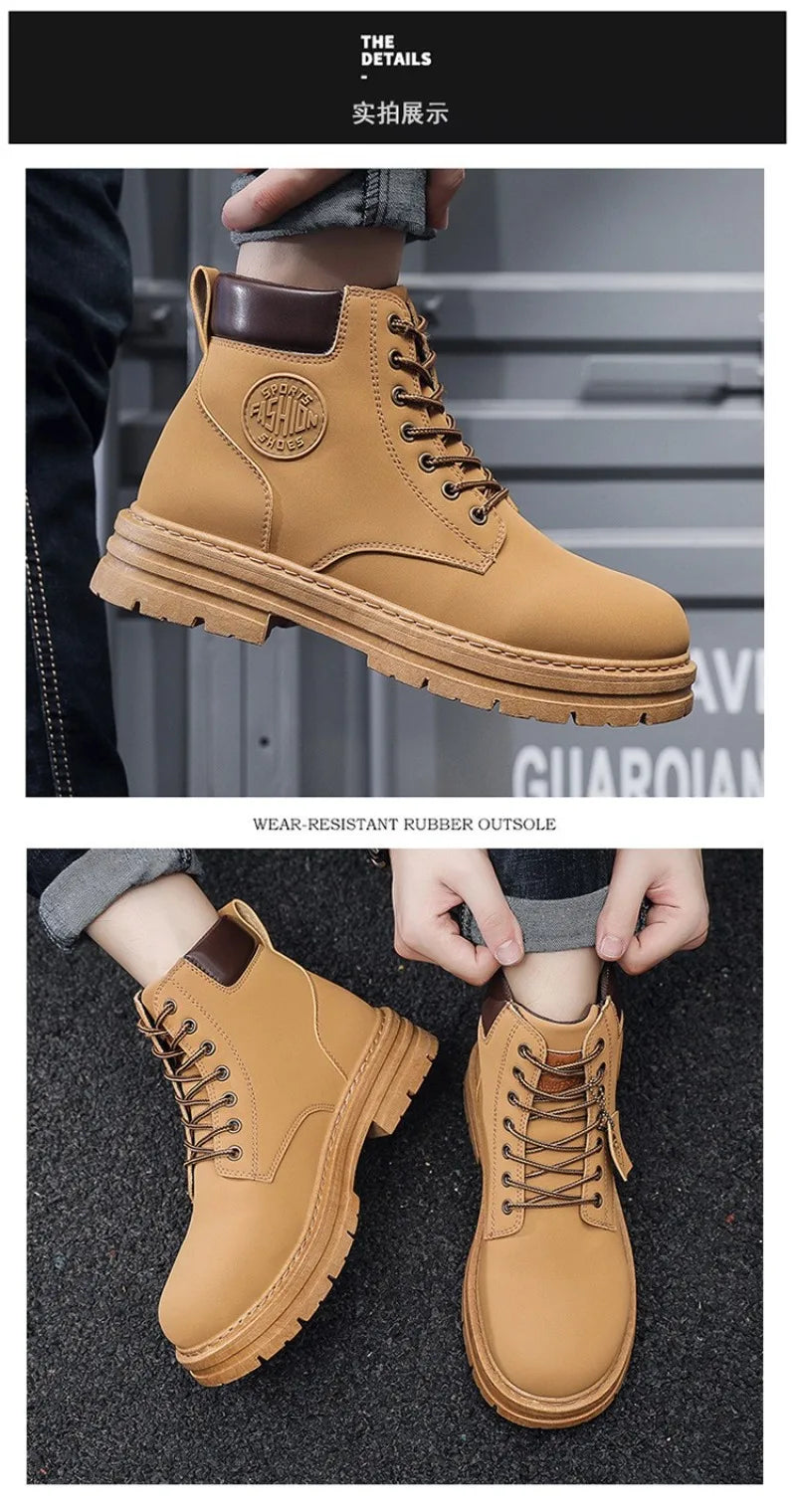 Men's Shoes Autumn New High Cut Workwear Boots British Style Short Boots Korean Version Versatile Thickness Boot Trendy Shoes