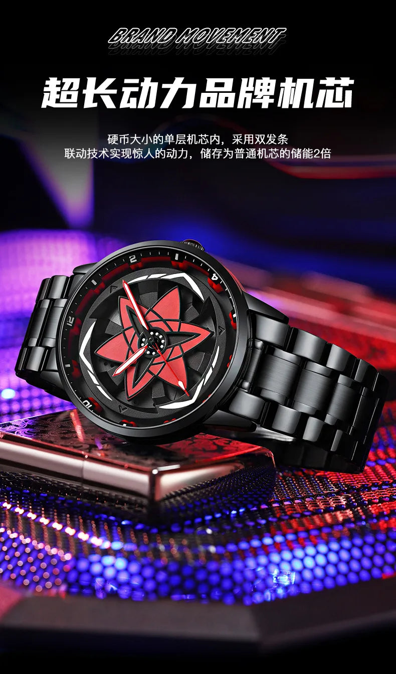 360Rotation 3D Wheel Men Watches Super Car Rim Hub Men Quartz Watch Stainless Steel Waterproof Wholesale Watch Relogio Masculino