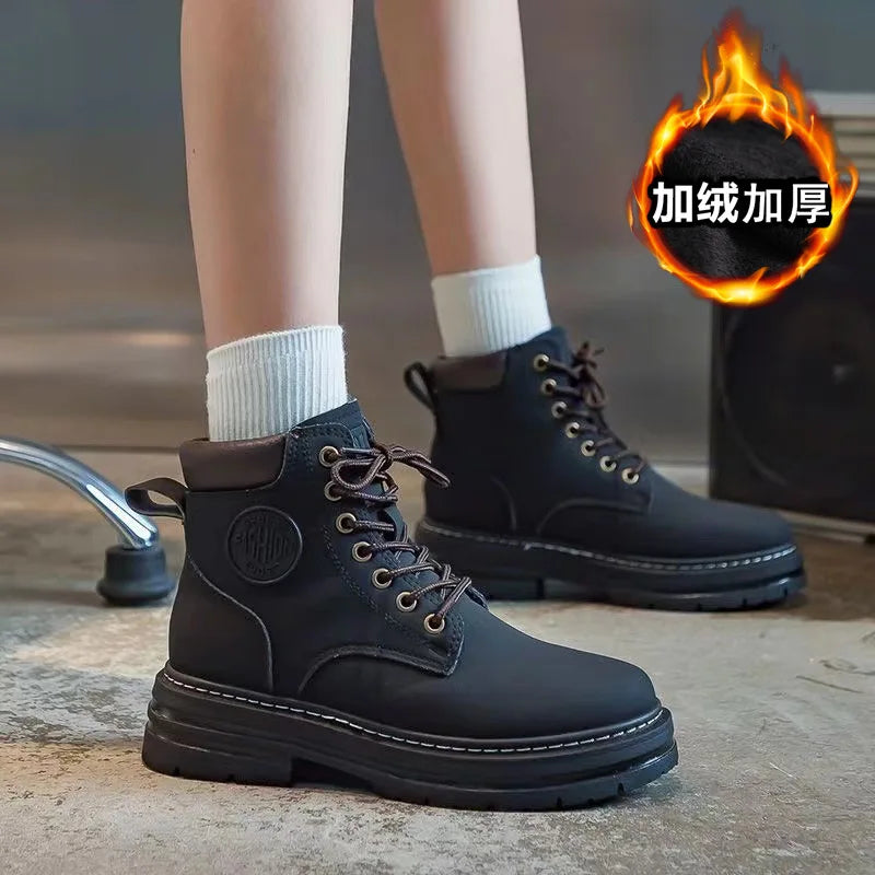 Men's Shoes Autumn New High Cut Workwear Boots British Style Short Boots Korean Version Versatile Thickness Boot Trendy Shoes