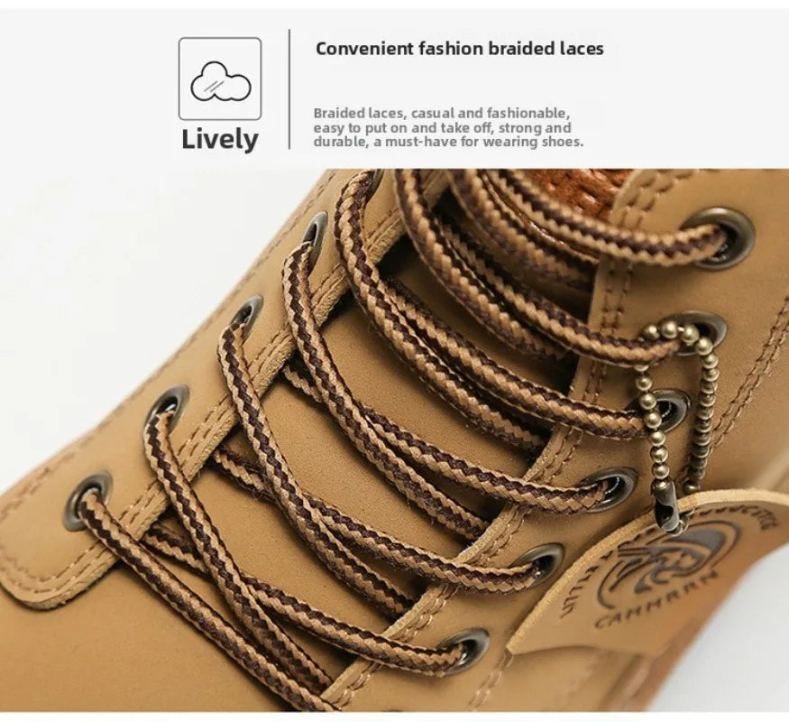 Men's Shoes Autumn New High Cut Workwear Boots British Style Short Boots Korean Version Versatile Thickness Boot Trendy Shoes