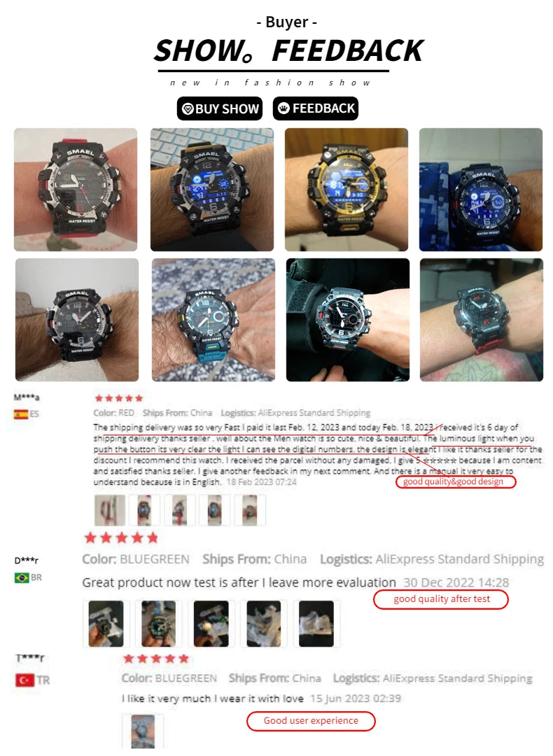 SMAEL Men Watches 50m Waterproof Sports Watch Military Man Sports Watch Digital 8072 Dual Display Watch Quartz Led Digital
