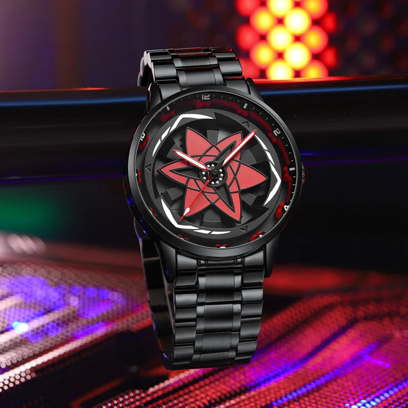 360Rotation 3D Wheel Men Watches Super Car Rim Hub Men Quartz Watch Stainless Steel Waterproof Wholesale Watch Relogio Masculino