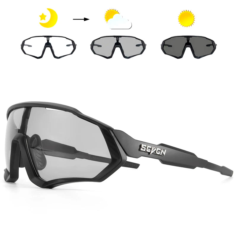 Photochromic Cycling Sunglasses Outdoor Sports Running Drving Glasses Road MTB Bicycle Goggles UV400 Safety Bike Eyewear