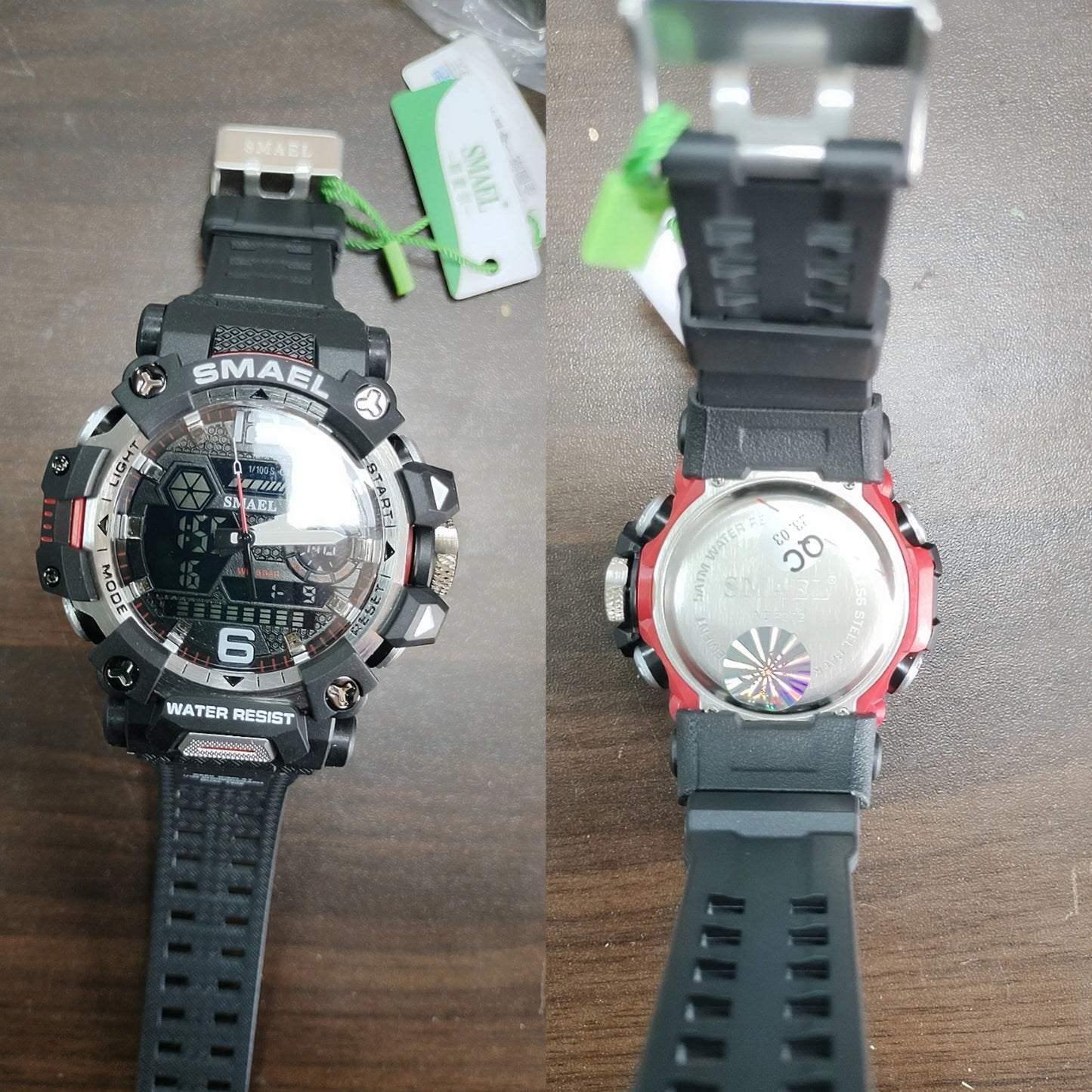 SMAEL Men Watches 50m Waterproof Sports Watch Military Man Sports Watch Digital 8072 Dual Display Watch Quartz Led Digital