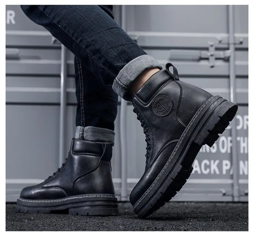 Men's Shoes Autumn New High Cut Workwear Boots British Style Short Boots Korean Version Versatile Thickness Boot Trendy Shoes