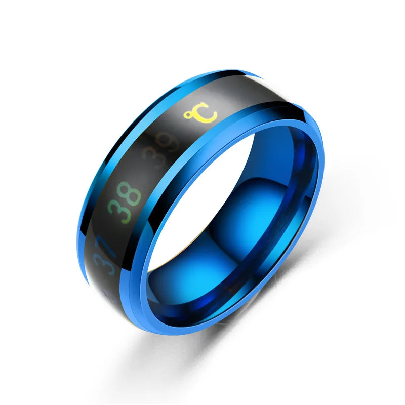 Fashion Smart Induction Temperature Couple Ring Display ECG Temperature Lovers Rings Jewelry for Men Women Accessories Gifts