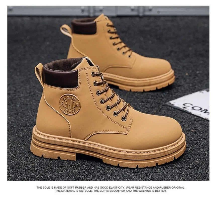 Men's Shoes Autumn New High Cut Workwear Boots British Style Short Boots Korean Version Versatile Thickness Boot Trendy Shoes