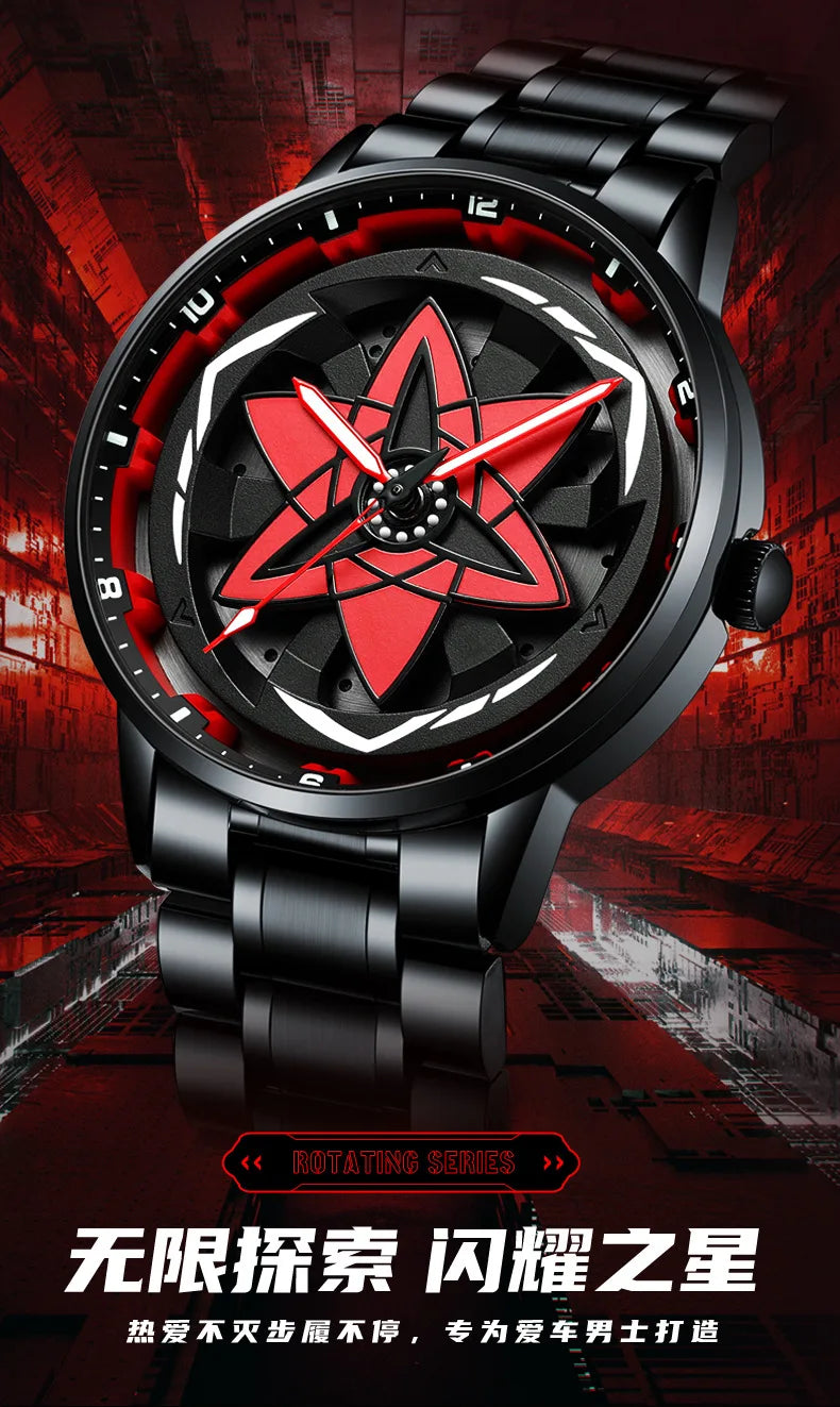 360Rotation 3D Wheel Men Watches Super Car Rim Hub Men Quartz Watch Stainless Steel Waterproof Wholesale Watch Relogio Masculino
