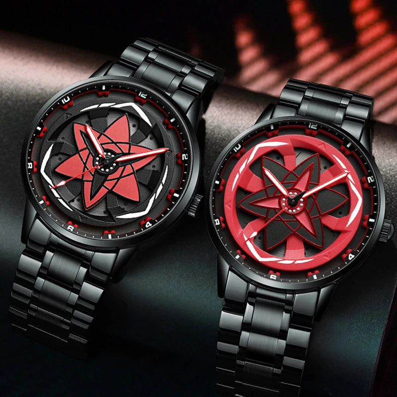 360Rotation 3D Wheel Men Watches Super Car Rim Hub Men Quartz Watch Stainless Steel Waterproof Wholesale Watch Relogio Masculino