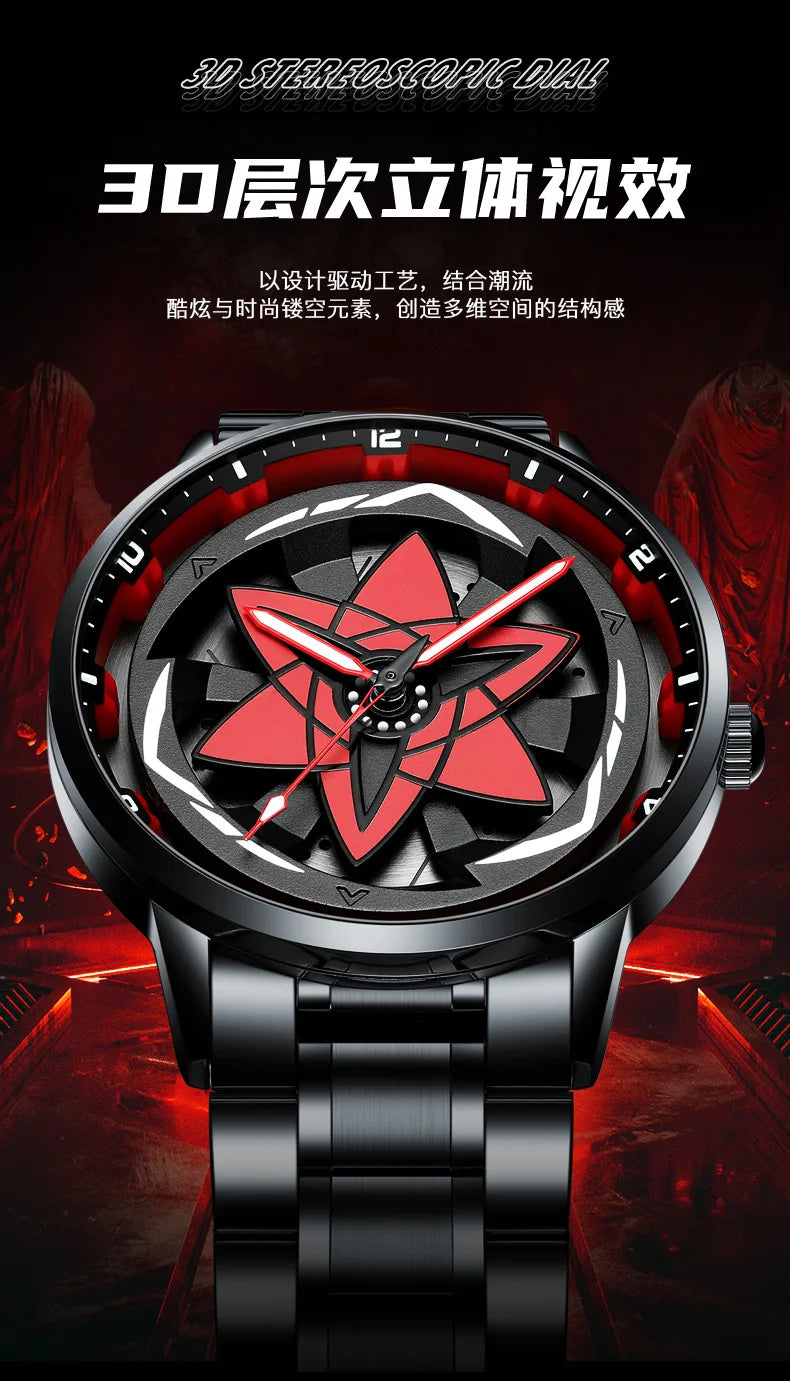360Rotation 3D Wheel Men Watches Super Car Rim Hub Men Quartz Watch Stainless Steel Waterproof Wholesale Watch Relogio Masculino