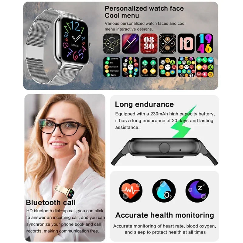 2025 Smart Watch For Men Women 2.01" Full Touch Screen Heart Rate Tracker Bluetooth Call Waterproof Sport Smartwatch Android IOS