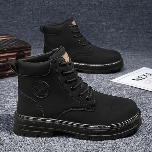 Men's Shoes Autumn New High Cut Workwear Boots British Style Short Boots Korean Version Versatile Thickness Boot Trendy Shoes