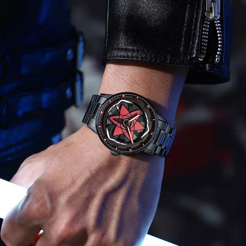 360Rotation 3D Wheel Men Watches Super Car Rim Hub Men Quartz Watch Stainless Steel Waterproof Wholesale Watch Relogio Masculino