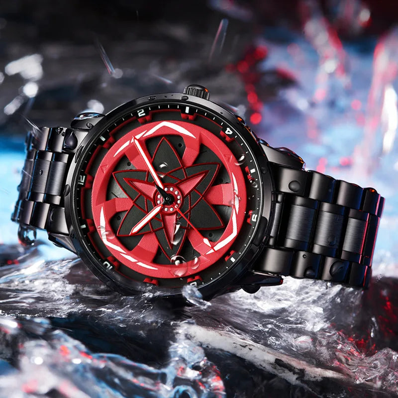 360Rotation 3D Wheel Men Watches Super Car Rim Hub Men Quartz Watch Stainless Steel Waterproof Wholesale Watch Relogio Masculino