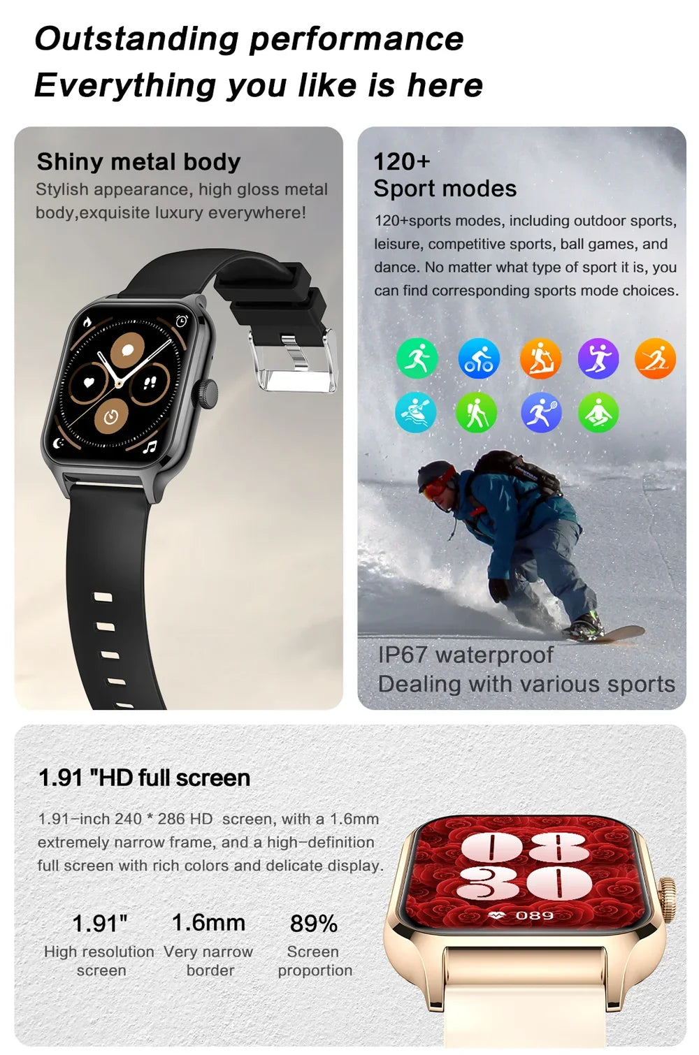 2025 Smart Watch For Men Women 2.01" Full Touch Screen Heart Rate Tracker Bluetooth Call Waterproof Sport Smartwatch Android IOS