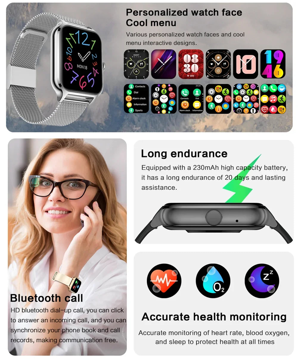 2025 Smart Watch For Men Women 2.01" Full Touch Screen Heart Rate Tracker Bluetooth Call Waterproof Sport Smartwatch Android IOS